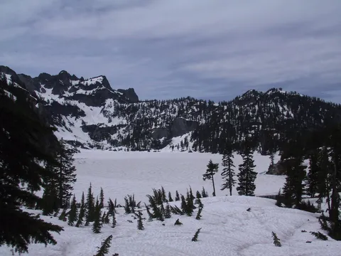Snow Lake covered in snow
