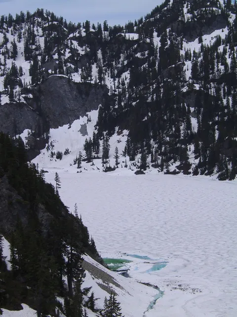 Snow Lake covered in snow