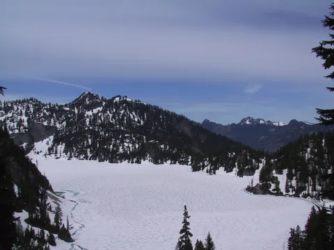 Snow Lake covered in snow